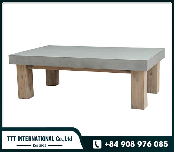 Wooden frame with concrete top coffee table